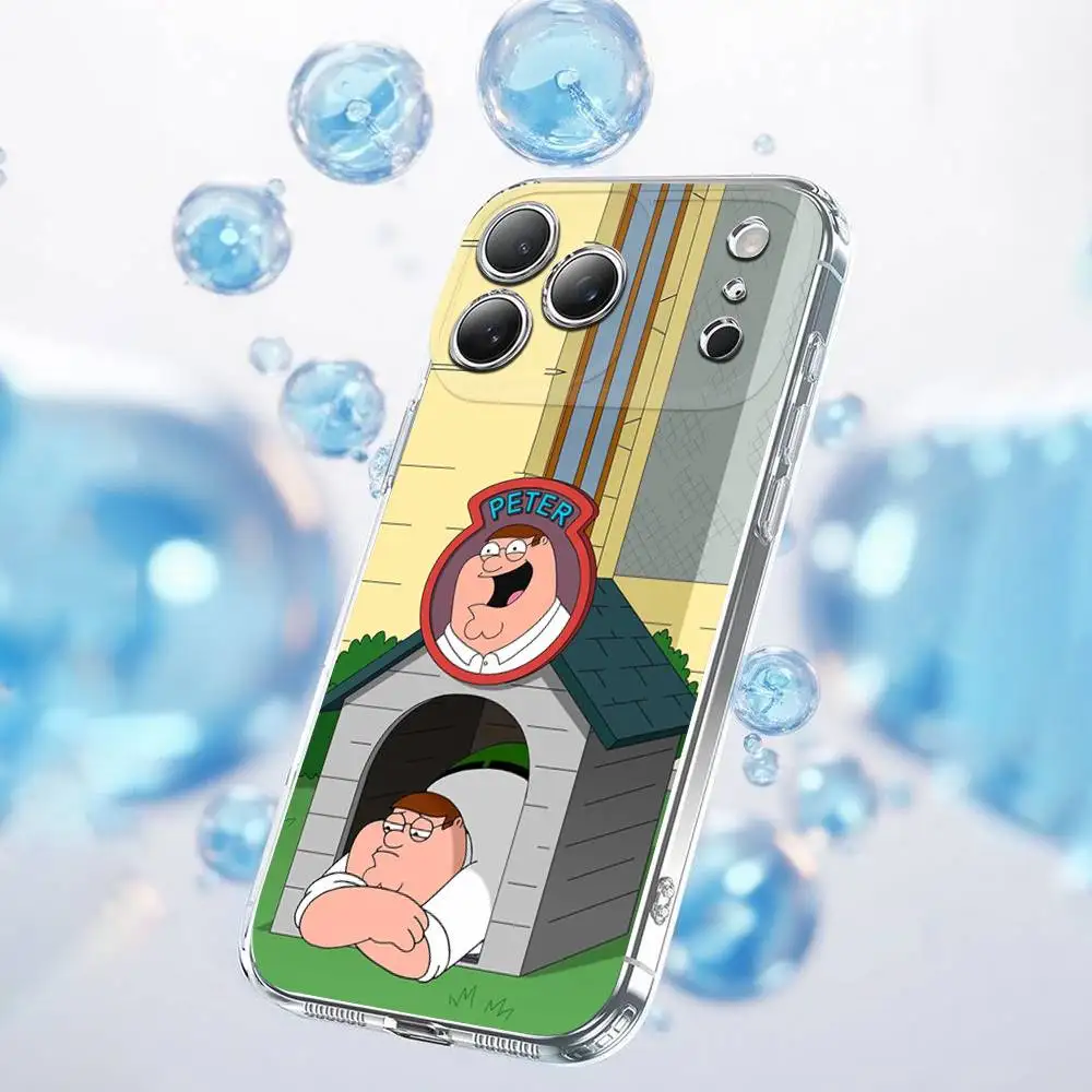 Funda de teléfono divertida con dibujos animados de F-Family Guy para iPhone 17,16,15,14,13,12,11 Plus,Pro,Max,Plus,E,SE4,Air,Mini transparente