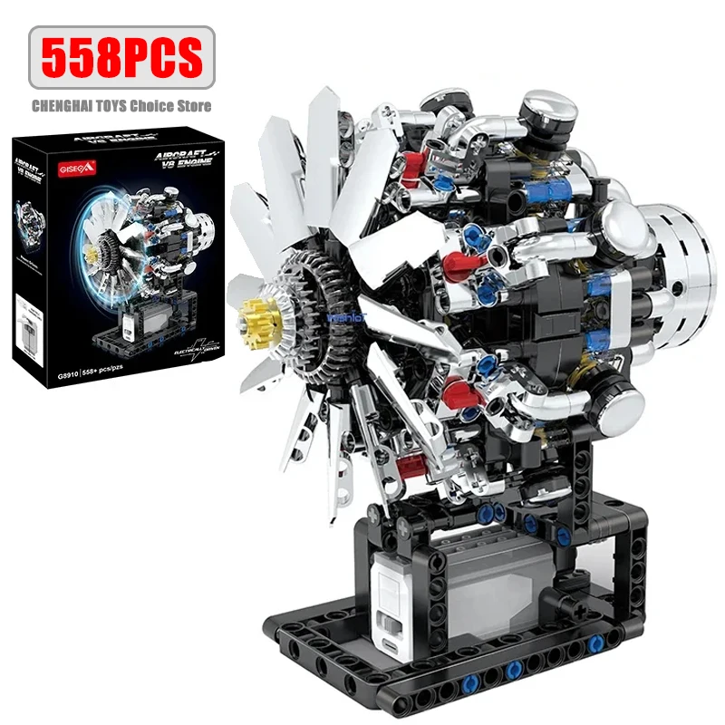 

Конструктор-модель авиационного двигателя V8 (558 деталей), развивающий STEM-набор для детей и взрослых, подарок G8910