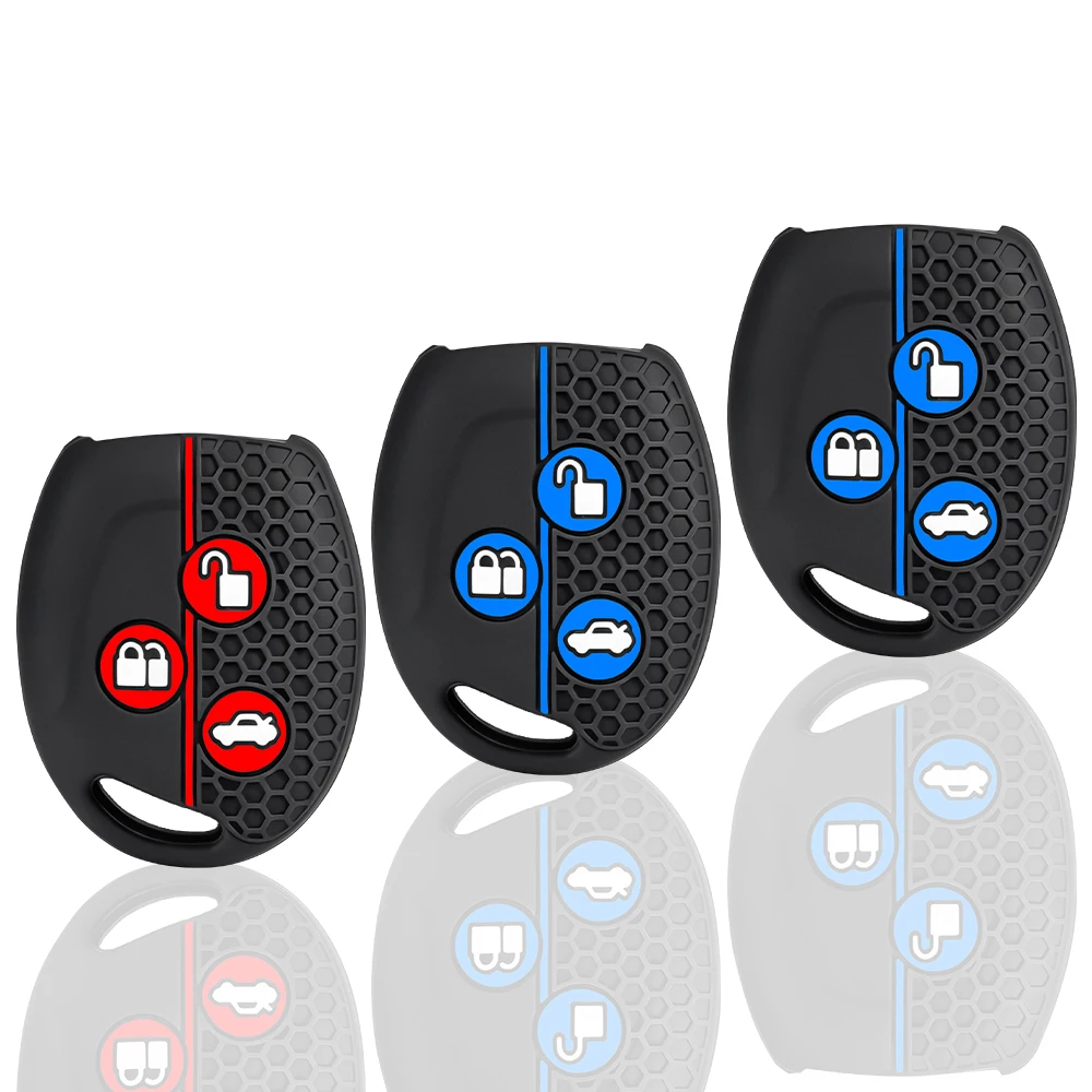 Silicone 3 Button Keyless Entry Key Fob Chain Case Cover Shell Protect For Ford Transit Connect Courier Fiesta Focus Cabriolet