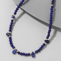 Boho Blue Lapis Lazuli Beads Necklace 4mm Natural Stone Tiger Eye Quartz Crystal Choker for Women Men Lucky Fashion Jewelry