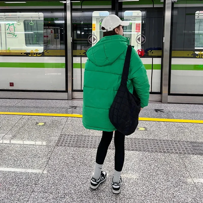 Parkas à capuche en duvet de coton pour femmes, doudoune rembourrée, manteau chaud, vêtements d'extérieur optiques, décontracté, hiver, 2024