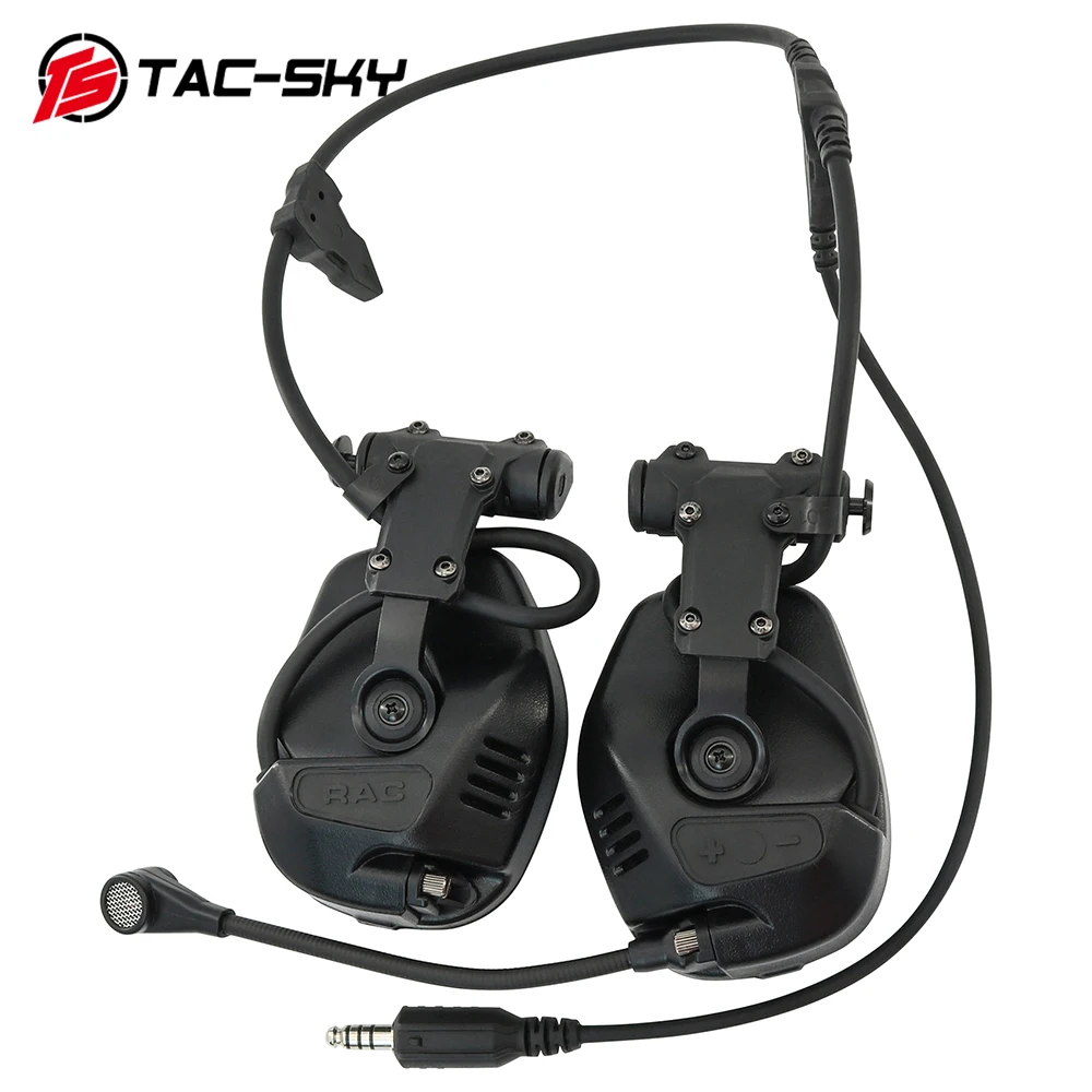 TAC-SKY RAC Tactical Headset Comm Pickup Noise Reduction for Fast Helmet ARC Rail Adapter Tactical High-cut Headset with RAC PTT