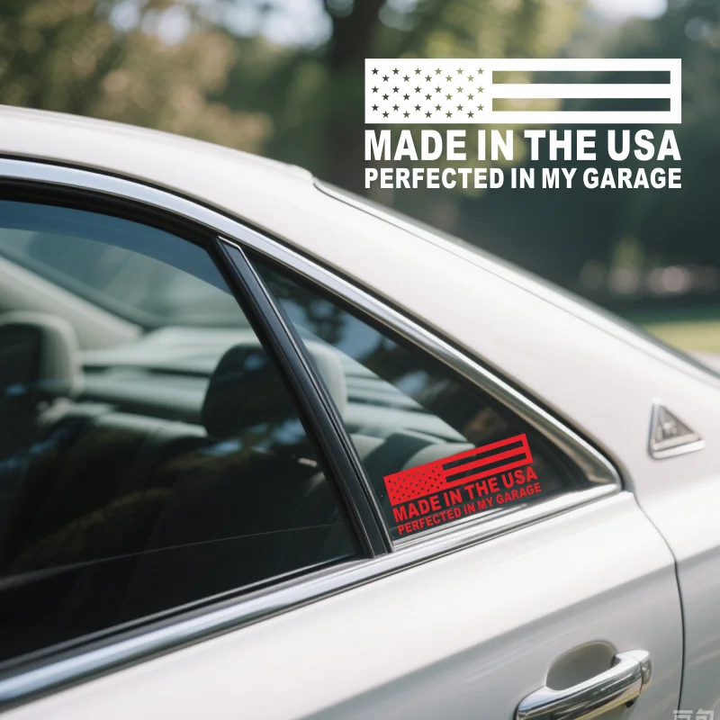 Funny MADE IN THE USA PERFECTED IN MY GARAGE Text Waterproof Reflective Vinyl Sticker Exterior Accessories # 410
