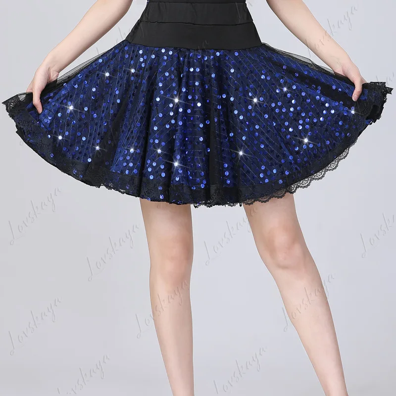 Nieuwe stijl halflange prestatiejurk met lovertjes en volledige rok voor Square Dance, Latin Dance-rok, Gitabo-dansrok