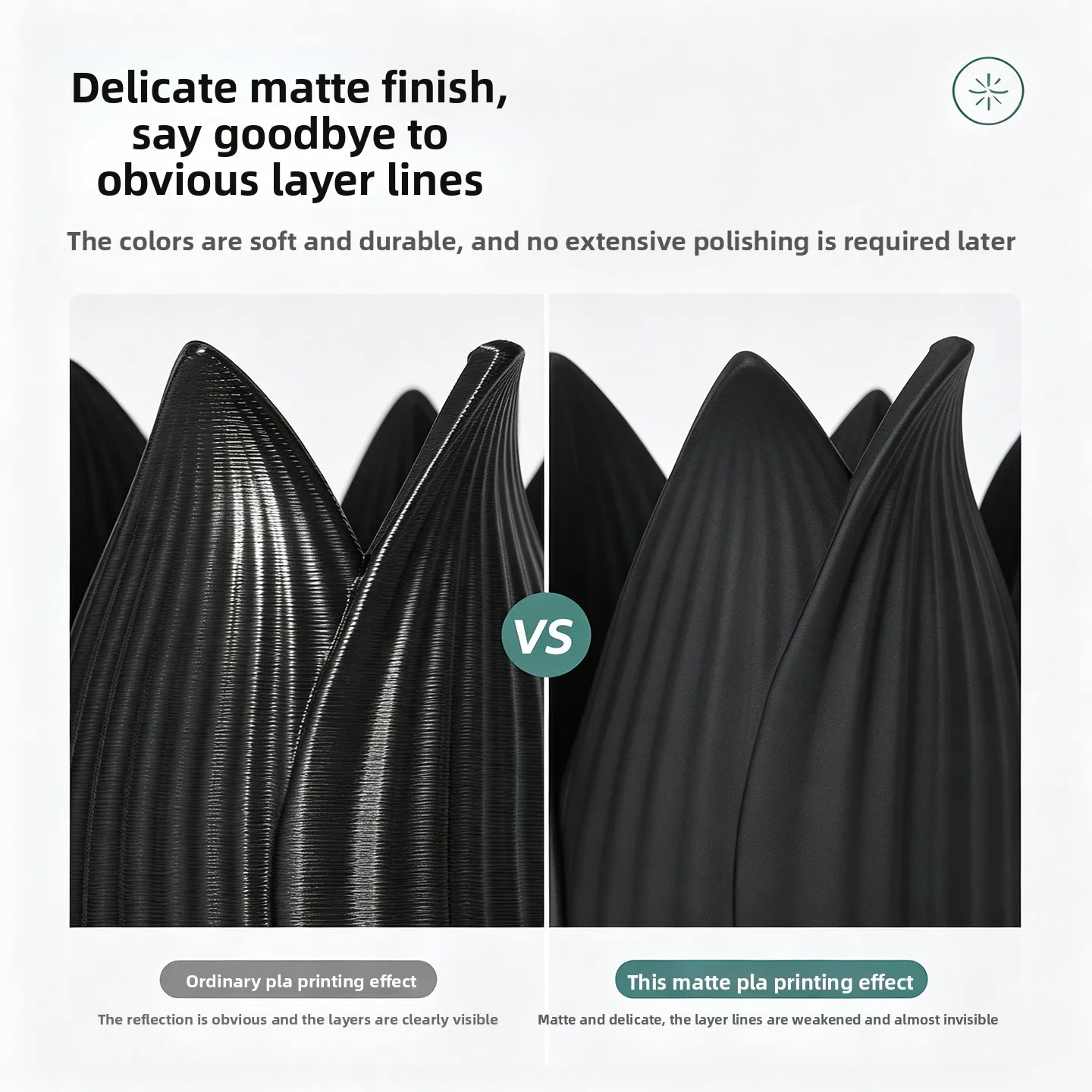 Matte PLA+ 3D Filament 1.75mm,Transparent Non-reflective Material,Stable Feeding, Works with Bambu Lab FDM Printer,1kg