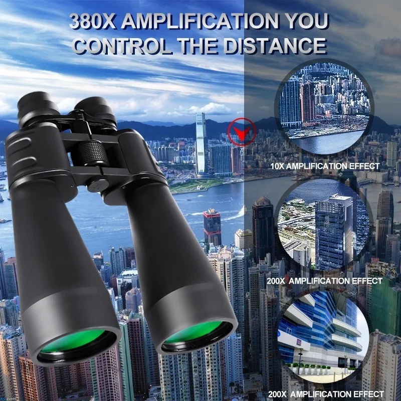 

Camping 10-380x100 Zoom Binoculars Large Objective Lens HD High Magnification Outdoor Observation Binoculars for Bird Watching