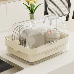 UFORU Household multi-functional drain bowl rack Kitchen bowl storage  rack with cover dustproof plastic large capacity rack
