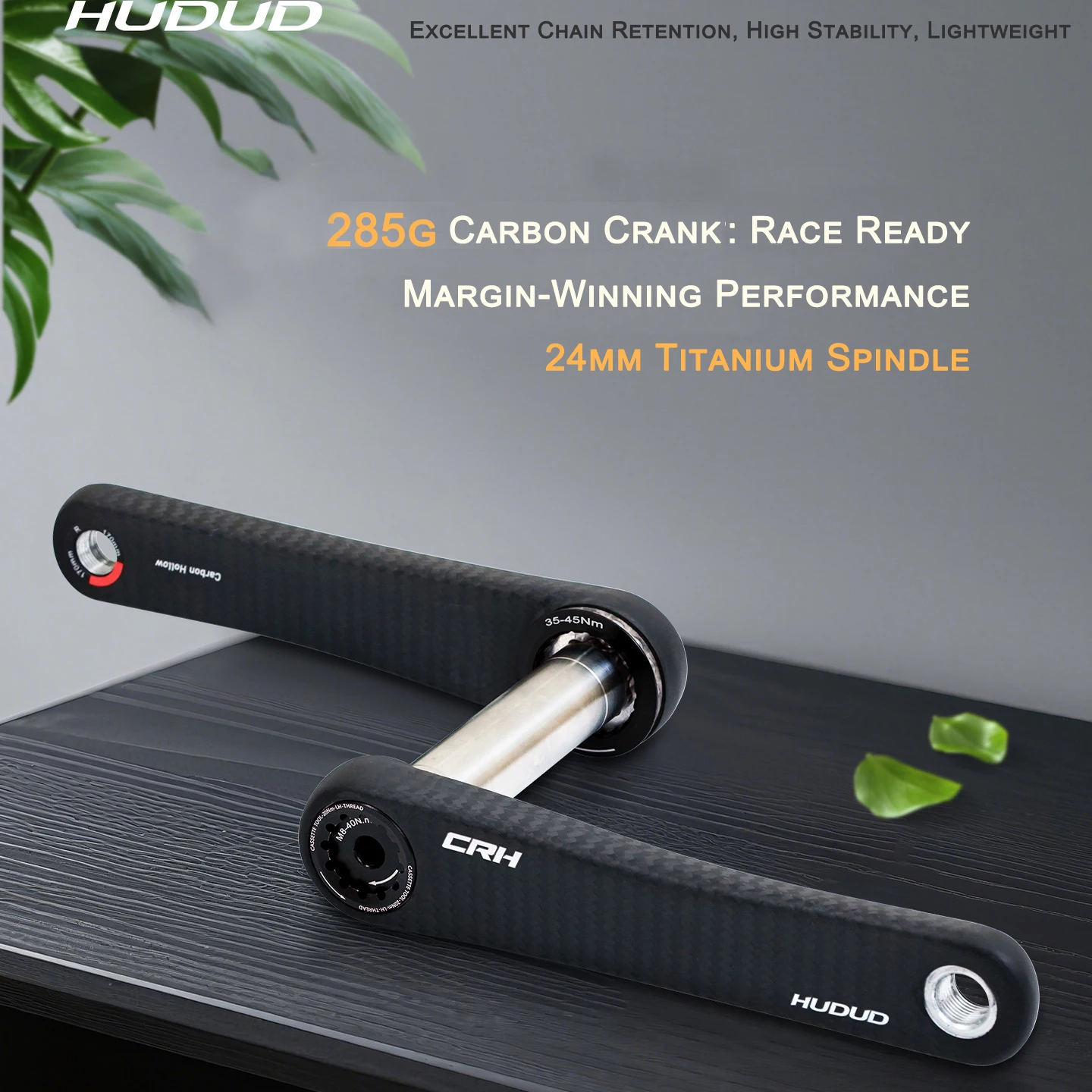 AliExpress NONE HUDUD CRK09 Carbon Crank 285G | 24mm Ti Spindle | EASTON | 285G | 155-175mm | 2X10-12S | Fits most 1XChainring