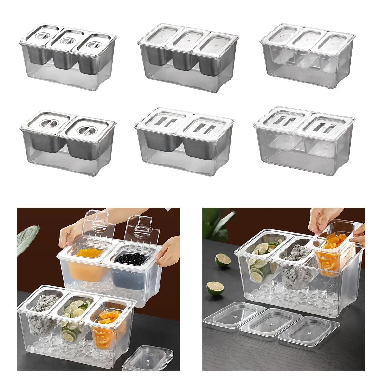 

Chilled Condiment Server with Containers Easy to Clean Seasoning Organizer Box