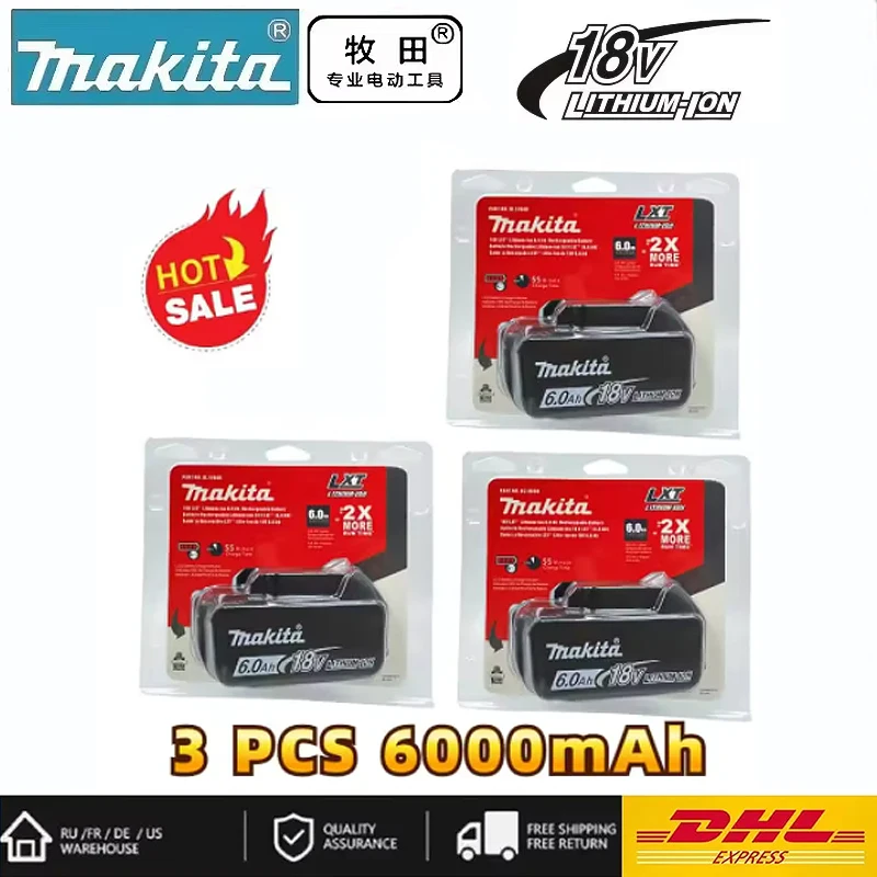 

New Genuine Makita 6Ah/6000mAh for Makita 18V Battery BL1830B BL1850B BL1850 BL1840 BL1860 BL1815 Replacement Lithium Battery