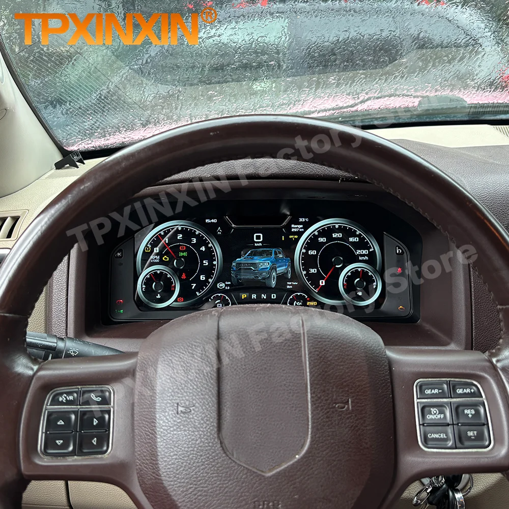 Car dashboard +Car Radio For Dodge Ram Trucks 2019~2023 Digital LCD Virtual Cluster Cockpit Carplay Dashboard Panel Speed Meters