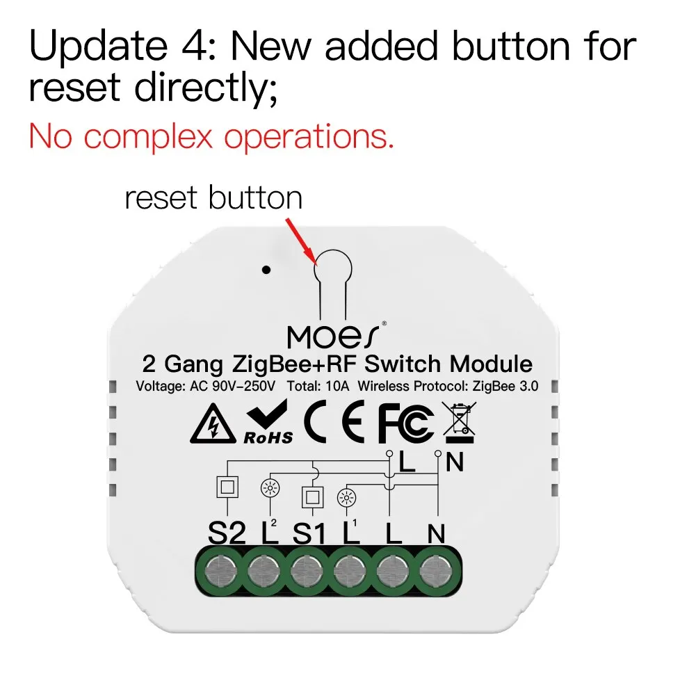 MOES ZigBee 3.0 modul relai sakelar lampu pintar 1/2/3 Gang hidup pintar/kontrol Tuya, pengaturan 2MQTT dengan Alexa Google Home Meizu