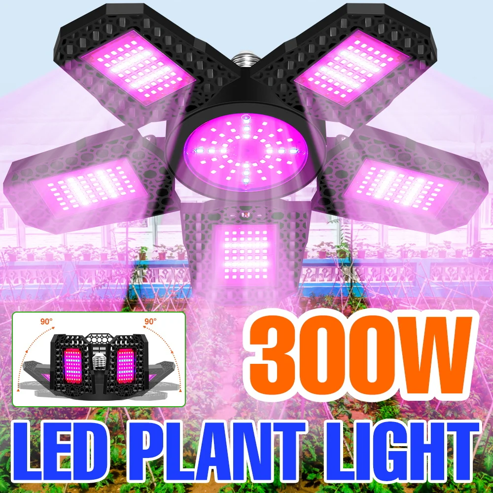 300W LED E27 Grow Lights Full Spectrum Foldable Plants Lamp Bulb Indoor Growth Box Seed Flower Greenhouse Vegetables Cultivation