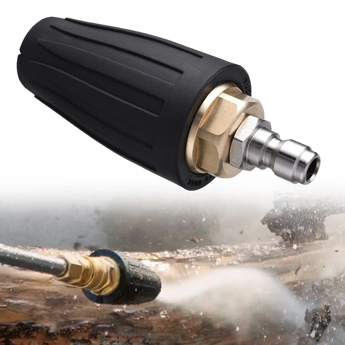 

1 PCS 360 Rotating Turbo Nozzle Sprayer With 1/4" Quick Connect 4000 PSI High Pressure Washer Cleaner Accessories Brass