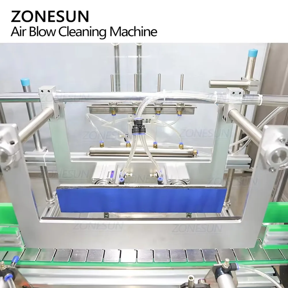 ZONESUN ZS-WB04 Automatic 4 Heads High Pressure Air Bottle Blow Drying Washing Rinsing Machine for Efficient Bottle
