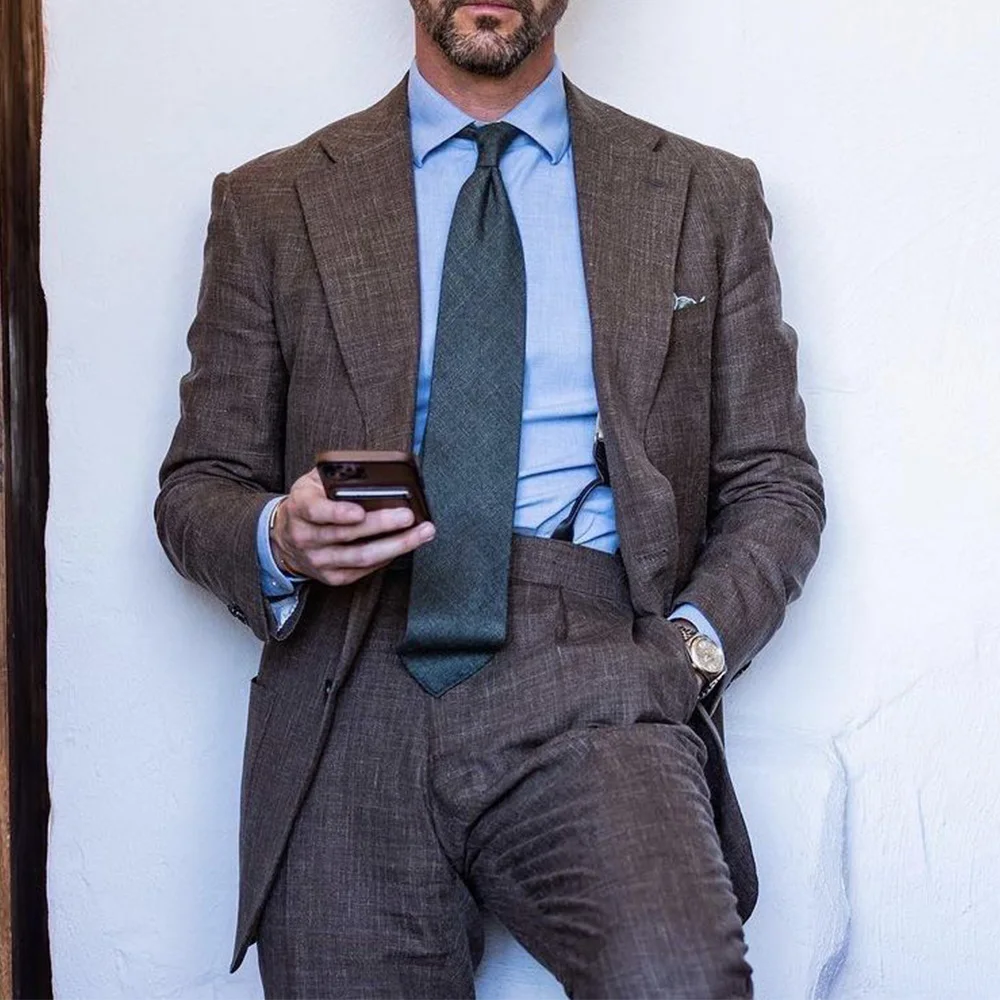 

Элегантный мужской костюм, повседневный костюм, мужские льняные костюмы для мужчин, дышащий комплект из хлопка и льна из двух предметов, мужские куртки, свадебные комплекты
