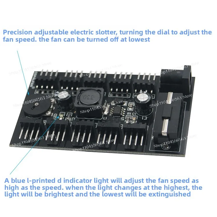 10-Channel DC Fan Speed Controller for PC Case, Stepless Variable Silent Mode & 1 Min Setup Assistant