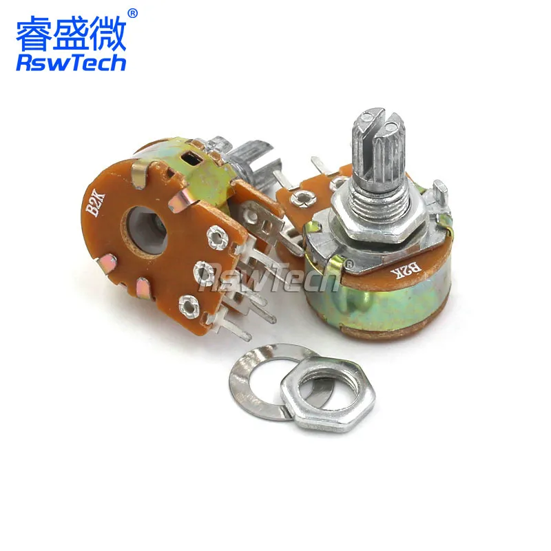 2pcs B1K B2K B5K B10K B20K B50K B100K B250K B500K B1M WH148 6Pin Potentiometer 1K 2K 5K 10K 20K 50K 100K 250K 500K 1M