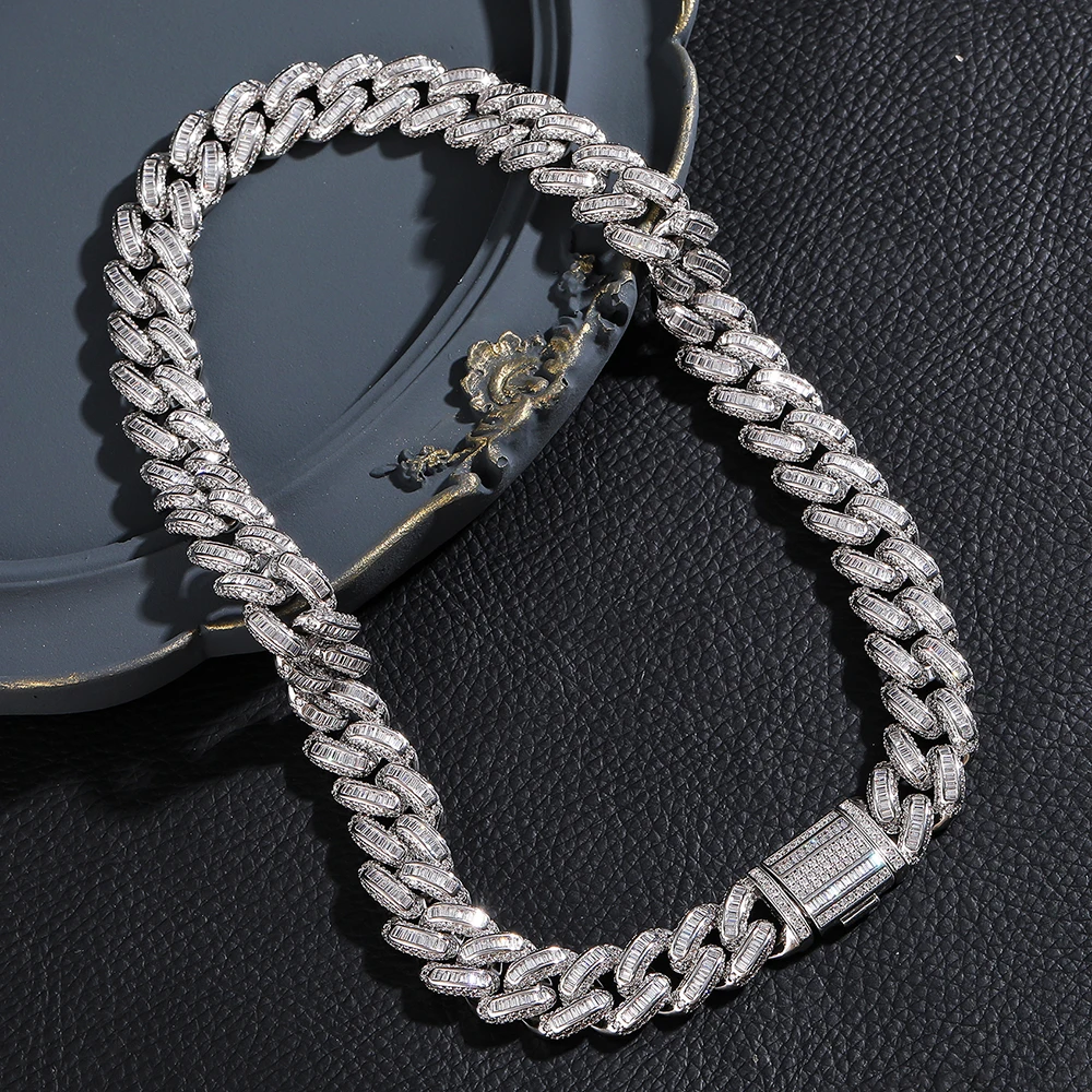 

ICECHARMI Square Cubic Zirconia Cuban Chain Hiphop Necklace Men Bracelet Link Chains Luxury Necklaces Fashion Accessory Women
