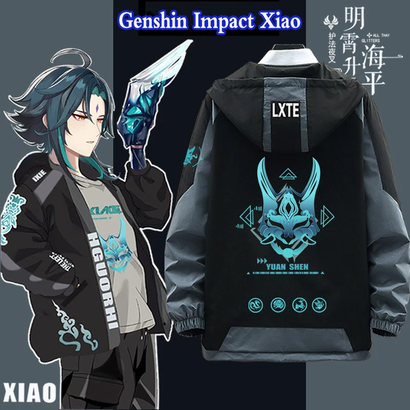 Genshin Impact Cosplay Costume Xiao Long sleeve Fashion jacket coat Game Zhongli Clothes Unisex Hoodie Zipper Hooded Sweatshirt