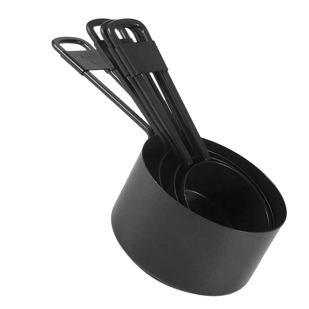 

1 set Black Stainless Steel Measuring Cups 1CUP 2CUP 1 3CUP 1 4CUP Set for Baking Coffee Beans Home Kitchen Use