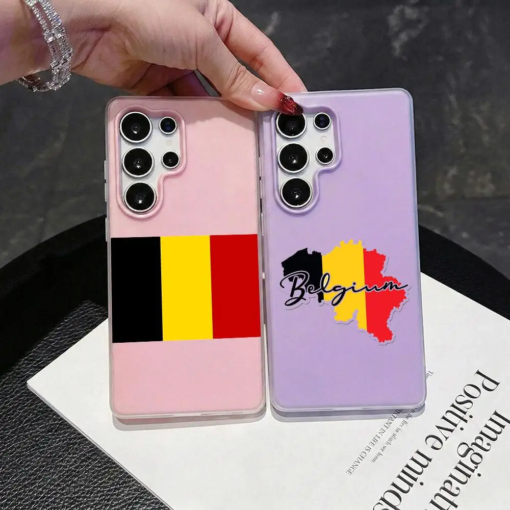 Flag of Belgium Phone Case 2-in-1 Detachable Clear Case for Samsung S26-S22 Multi-Color Card Holder Soft TPU