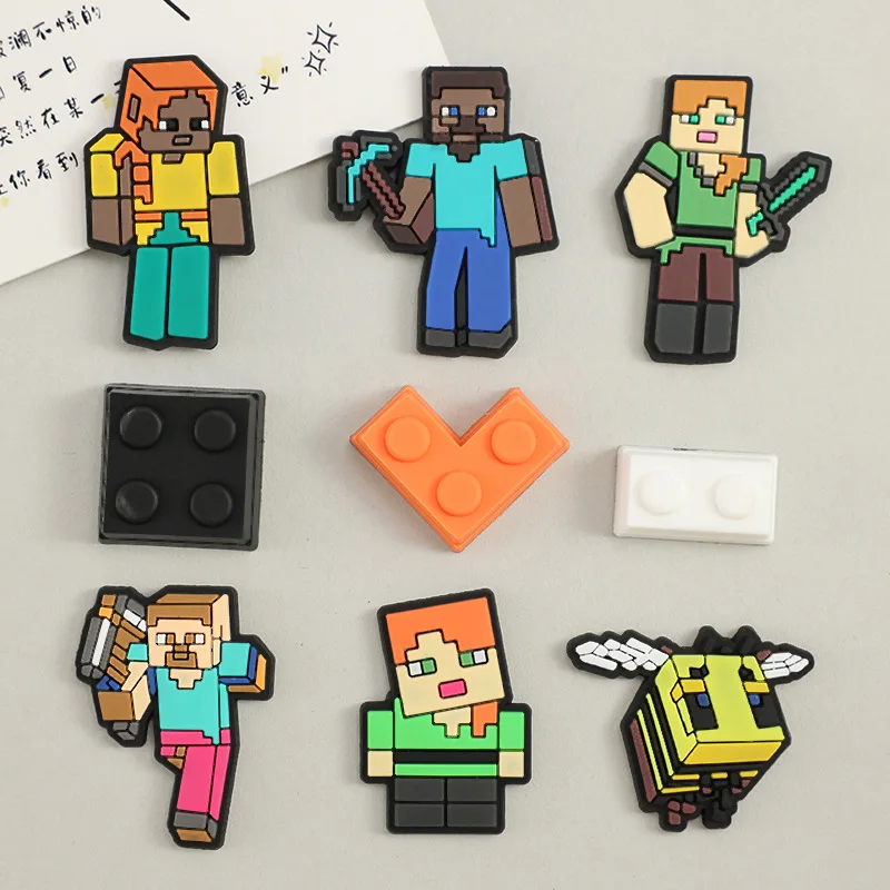 

45pcs Minecraft Games Cartoon Soft Rubber Blocks Building Blocks Patch DIY Shoes Flower Shoes Decoration Garden Shoes Accessorie
