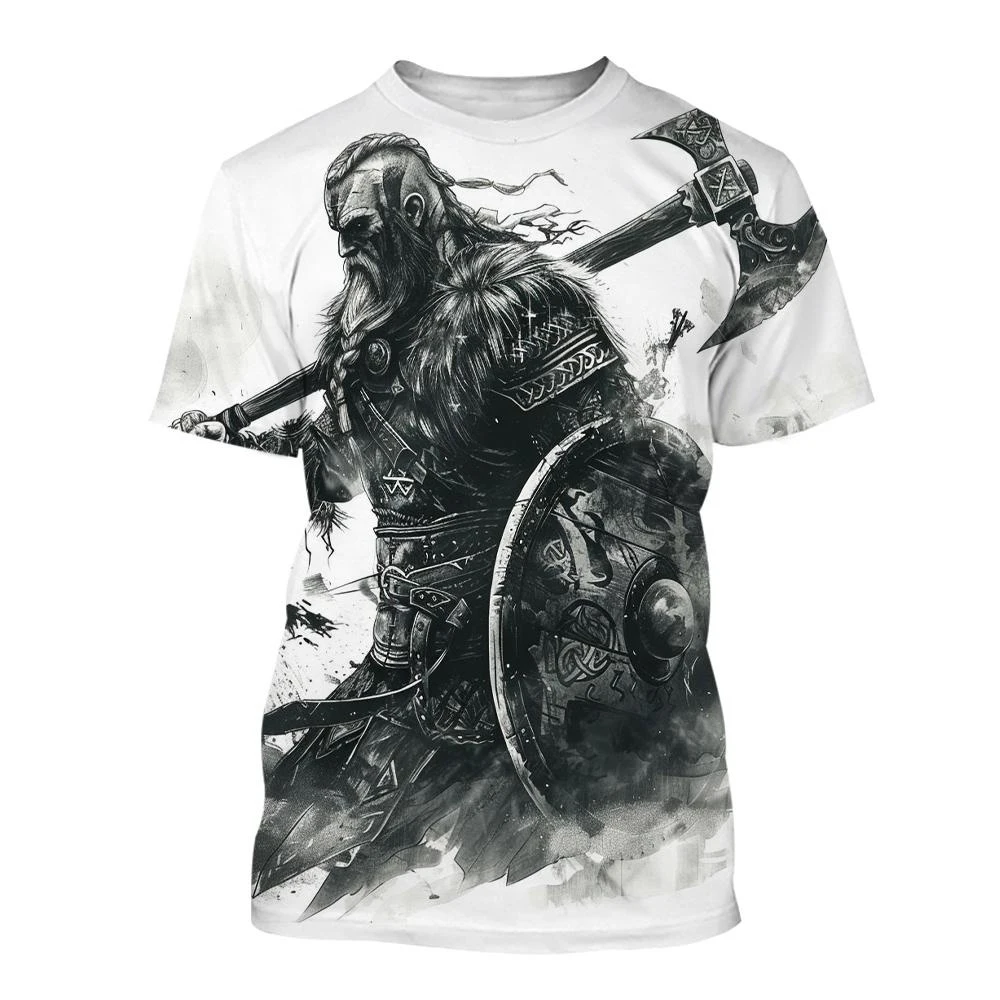 New Men\'s Black and White Line Tattoo Pattern 3d Short-sleeved T-shirt Tops Street Hip-hop Harajuku Cool T-shirt