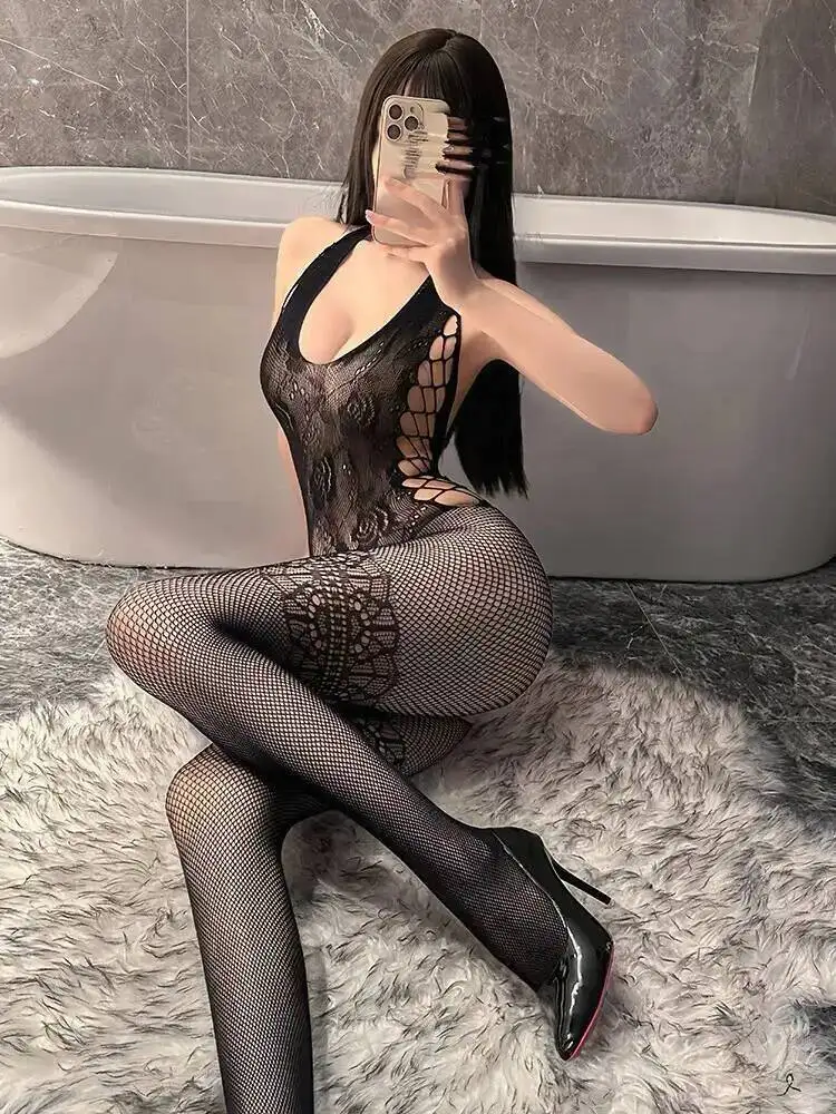 Frauen Sexy Pure Desire Aushöhlen Blumen Druck Fischernetz Bodys Backless Tiefe V Hosenträger Ärmellose Sexy Bodys 67QQ