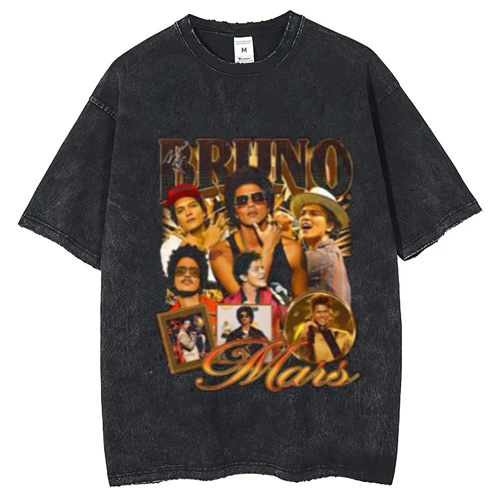 Bruno Mars cotton Vintage Washed t-shirt men Colorful Graphic graphic Classic Pop Culture t shirt anime Vintage hip hop 80s