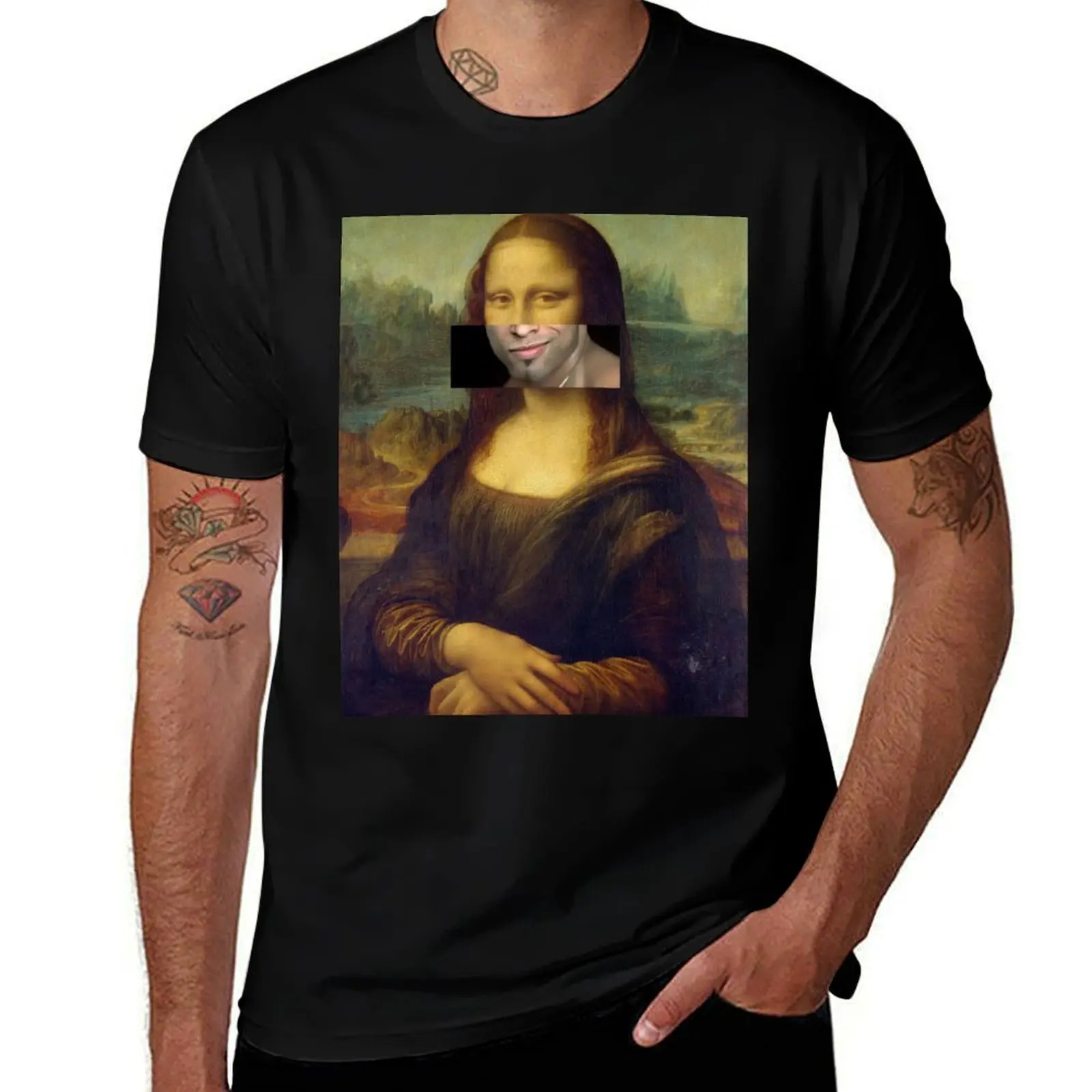 Mona Lisa Ricardo Smile T-Shirt man t shirt heavy cotton t shirts for man graphic funny anime t shirts for man T-Shirt