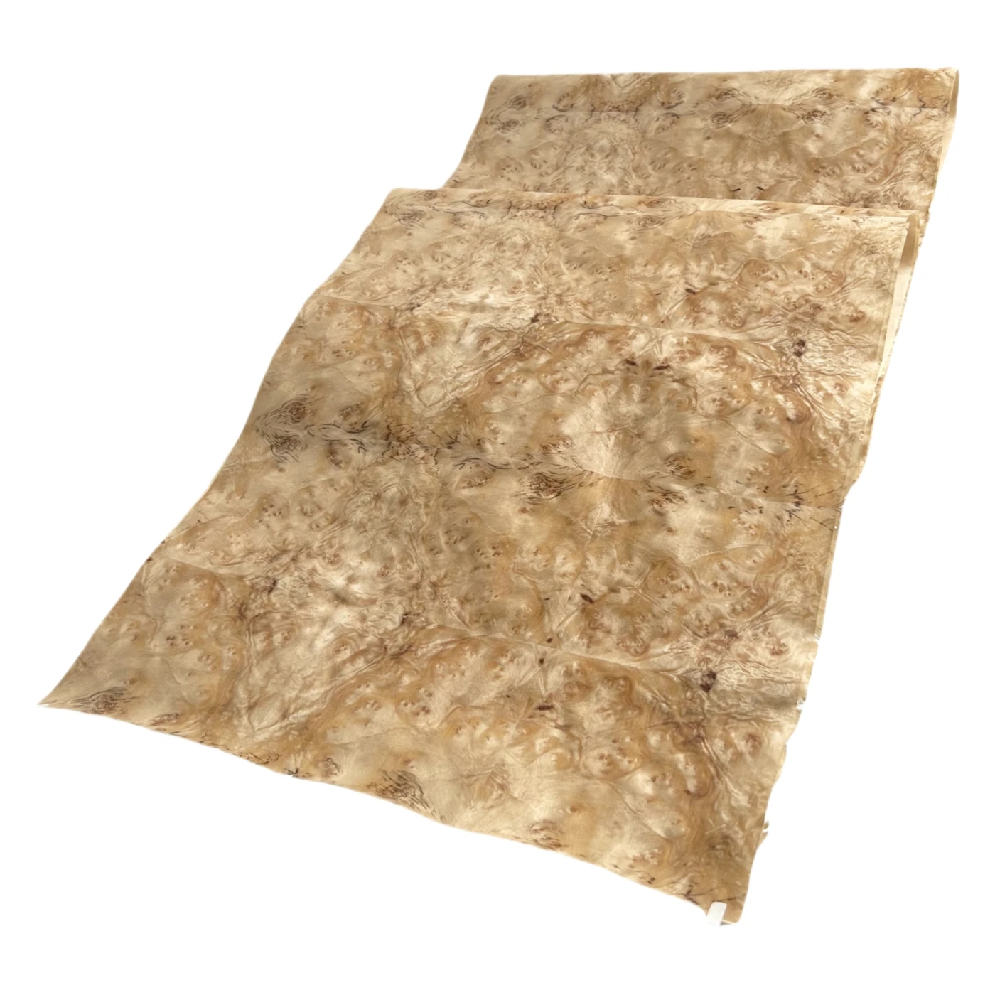 Chinese Golden Burl Veneer for Restoration of Furniture, Tabletops and Panels, Large Flexible Burl Veneer with Kraft Paper Back