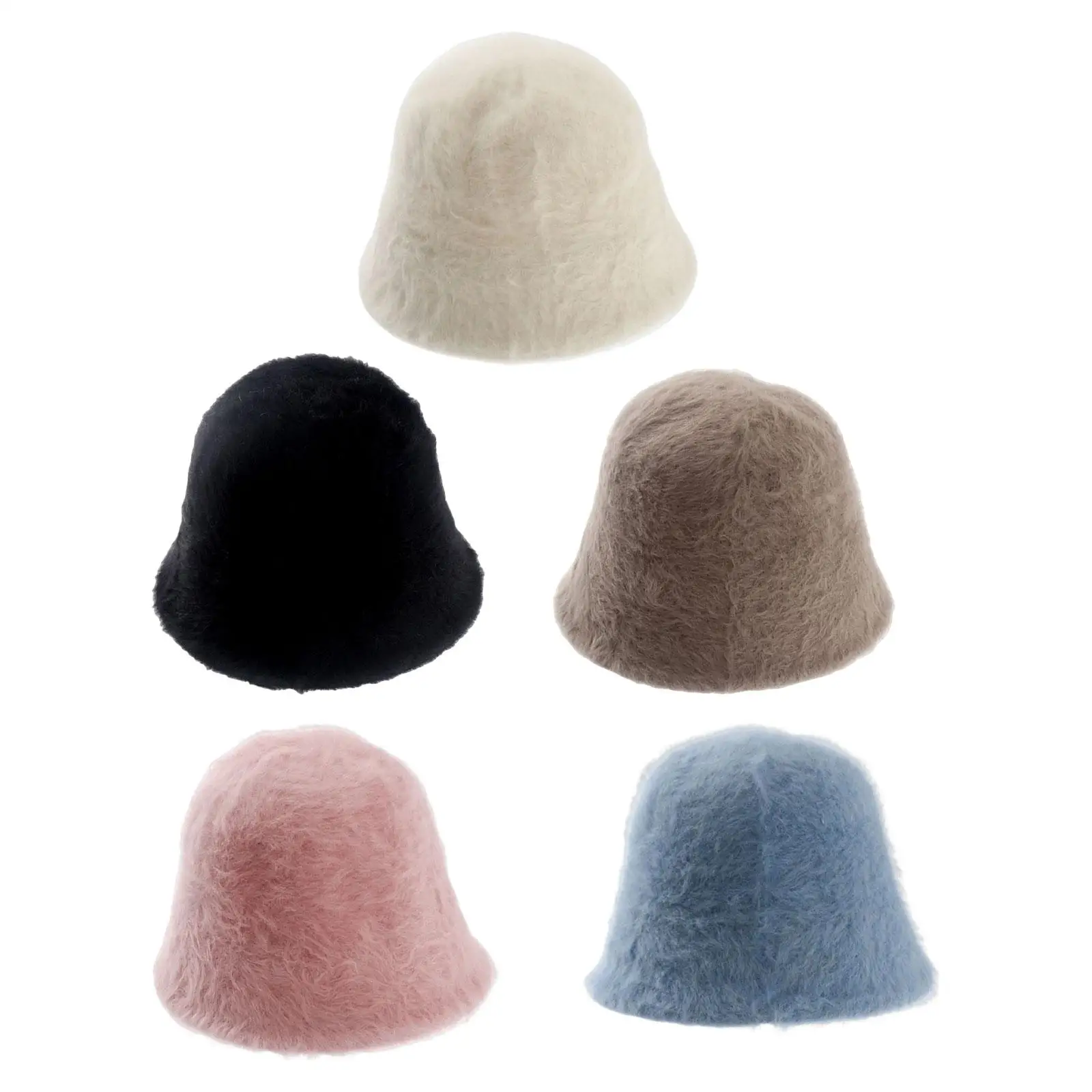 Faux Plush Bucket Hat Beanie Womens Winter Fisherman Hat for Cycling Outdoor