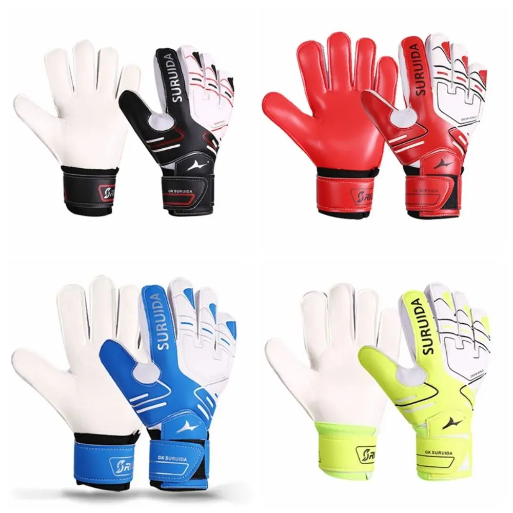 

1 Pair Size 5-10 Goalkeeper Gloves Anti Slip Thickened Kids Football Goalie Gloves Adjustable Cushioning Game Goalkeeper Gloves