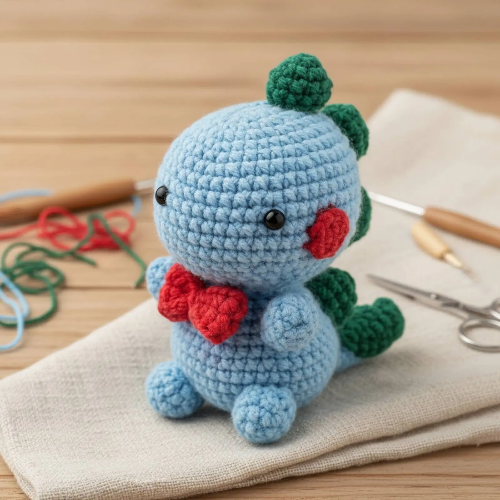 Kit de Ganchillo de Dinosaurio, Hilo de Alta Calidad, Kit de Amigurumi de Dinosaurio, Guía de Ganchillo para Principiantes Incluida