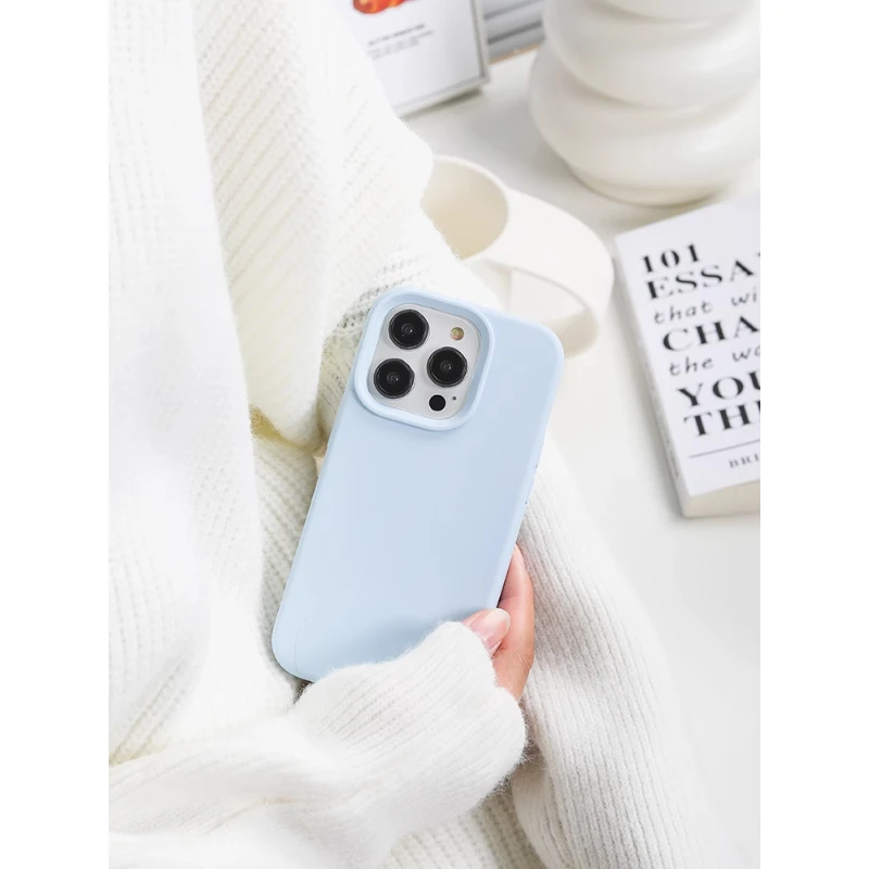 

Liquid Silicone Phone Case Sky Blue Shockproof Soft iPhone Protection Case for iPhone 12 13 14 Pro Max Cover Accessories