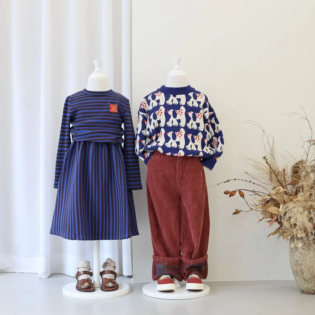 Pulls en tricot pour garçons et filles, cardigan pour enfants, tenue imprimée mignonne, vêtements d'extérieur pour enfants, vêtements pour bébés, vêtements pour enfants, nouveau, hiver, automne, 2024