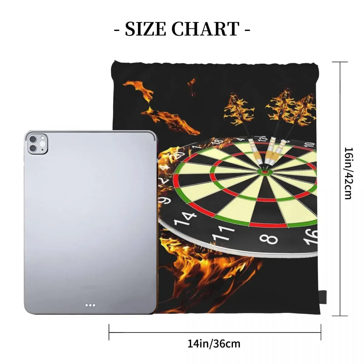 Flaming Dart Board Backpacks Casual Portable Drawstring Bags Drawstring Bundle Pocket Storage Bag BookBag For Travel Students