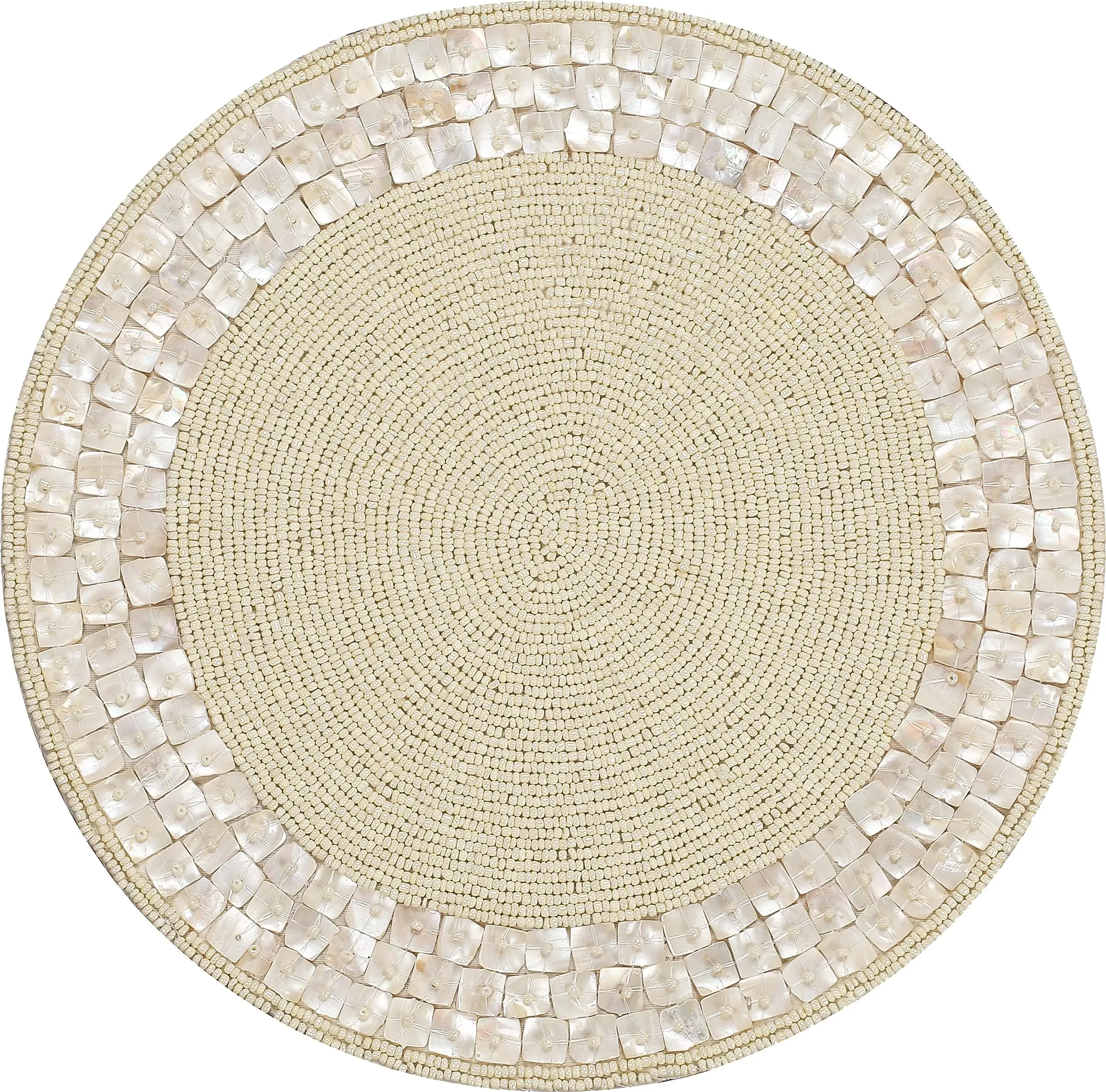 14 Inch Elegant Handcrafted Glass Beads Table Placemats Round Beaded Placemat Dining Table for Gathering Occasional Decor 1Pack