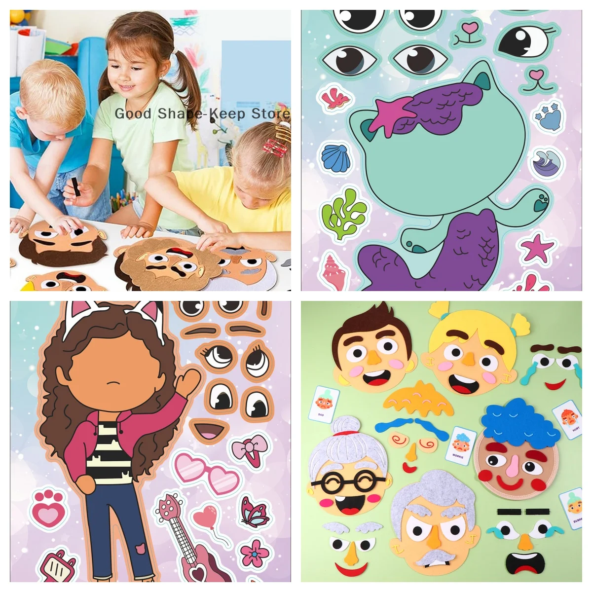 لعبة تعبير اللباد من مونتيسوري DIY، أداة تعليمية عاطفية للأطفال الصغار #1