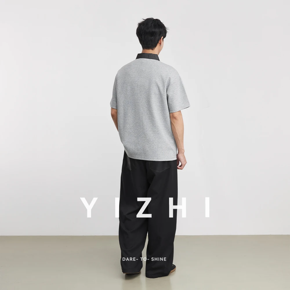 Men's Patchwork Lapel Short Sleeve Polo Shirt 2026 Summer New Mamba Cotton T-Shirt Fashion Casual Top