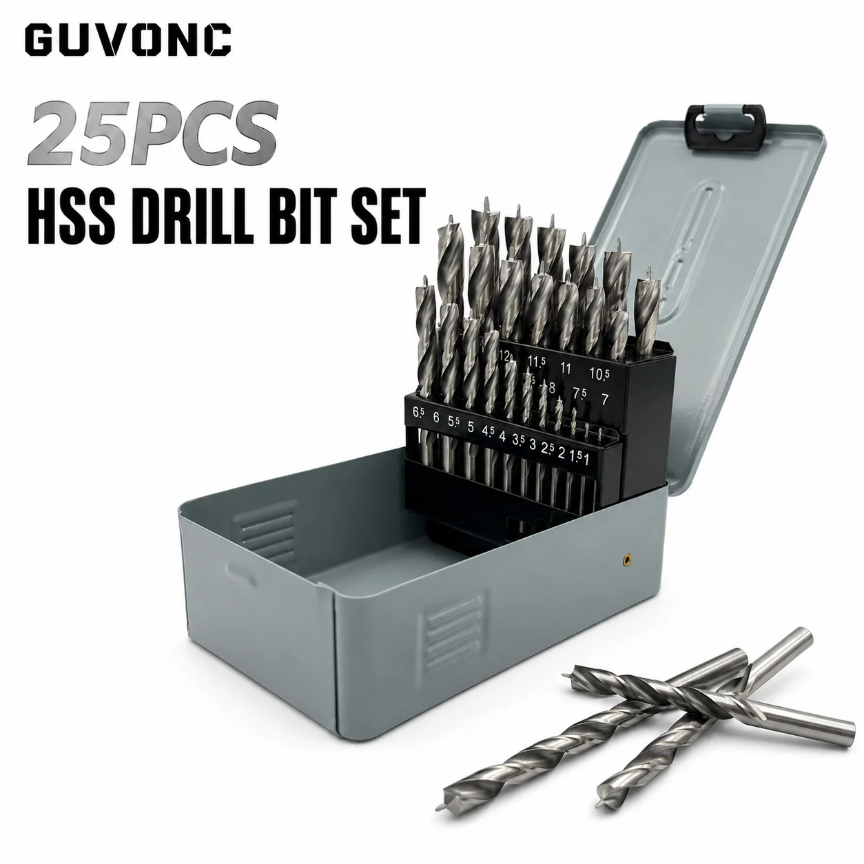1-13mm High Speed Steel Drill Bits Kit 25PCS Sharp Spiral Drill Bits with Storage Case for Wood PVC Acrylic Household Drilling