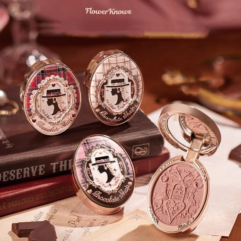 

Румяна Flower Know Chocolate Shop с тиснением, корейские, коричнево-розовые, в форме кролика, водостойкие, стойкие, матовые