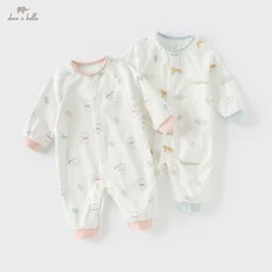 Dave Bella Baby Newborn Pure Cotton Jumpsuit Creeper 2025 Spring Boys Girls Cute Animal Print Romper Comfortable DB1250517