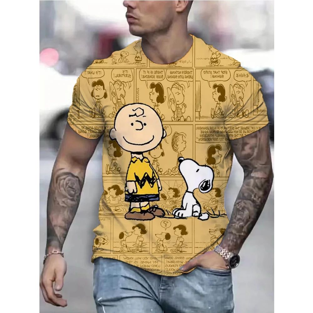 T-shirt Vintage da uomo personalità americana Snoopy print magliette da donna a maniche corte Casual Plus Size abbigliamento uomo top bambini