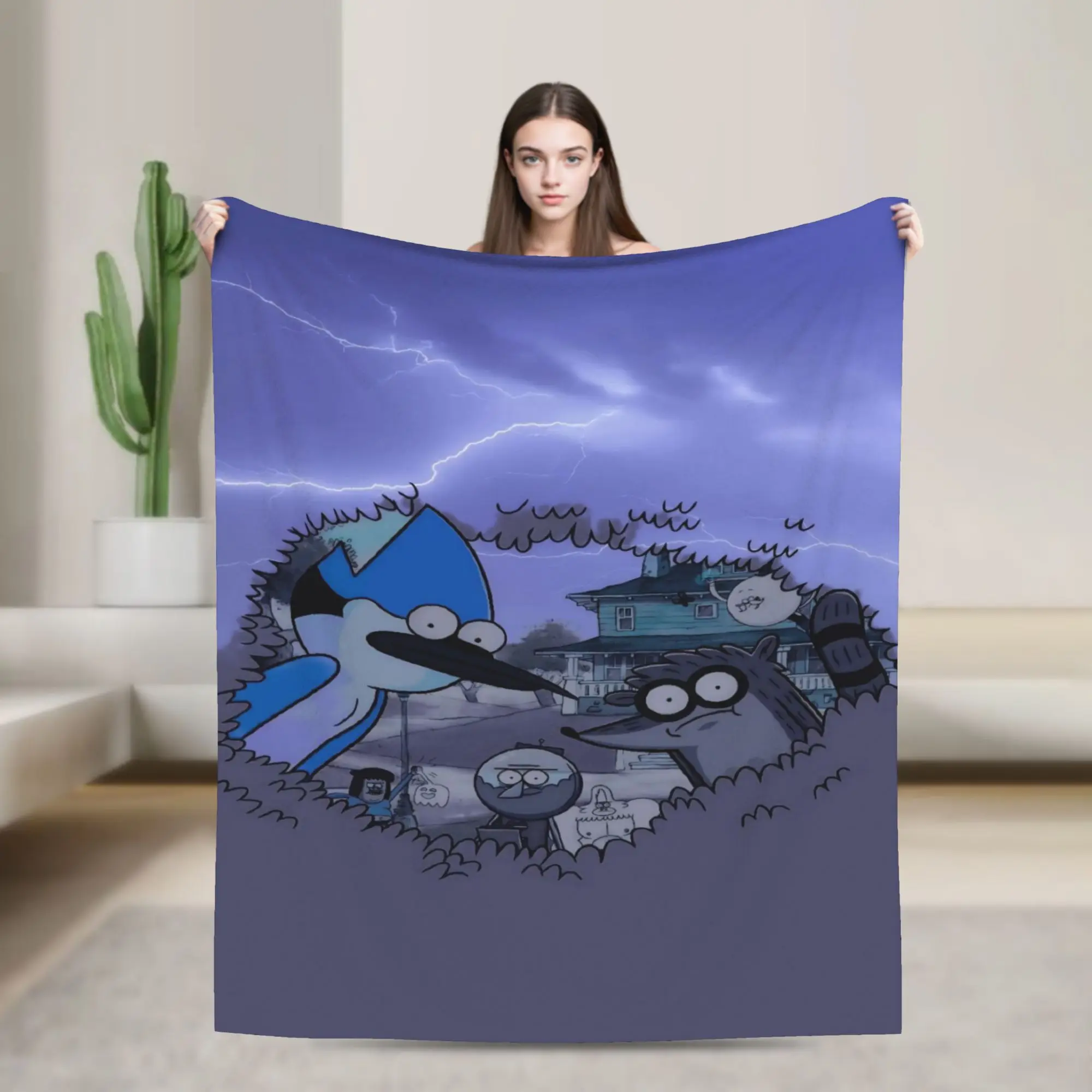 Cozy Mordecais And Rigbys Blanket Stuff Room Decorative  Throws And Blankets Soft Flannel for Office