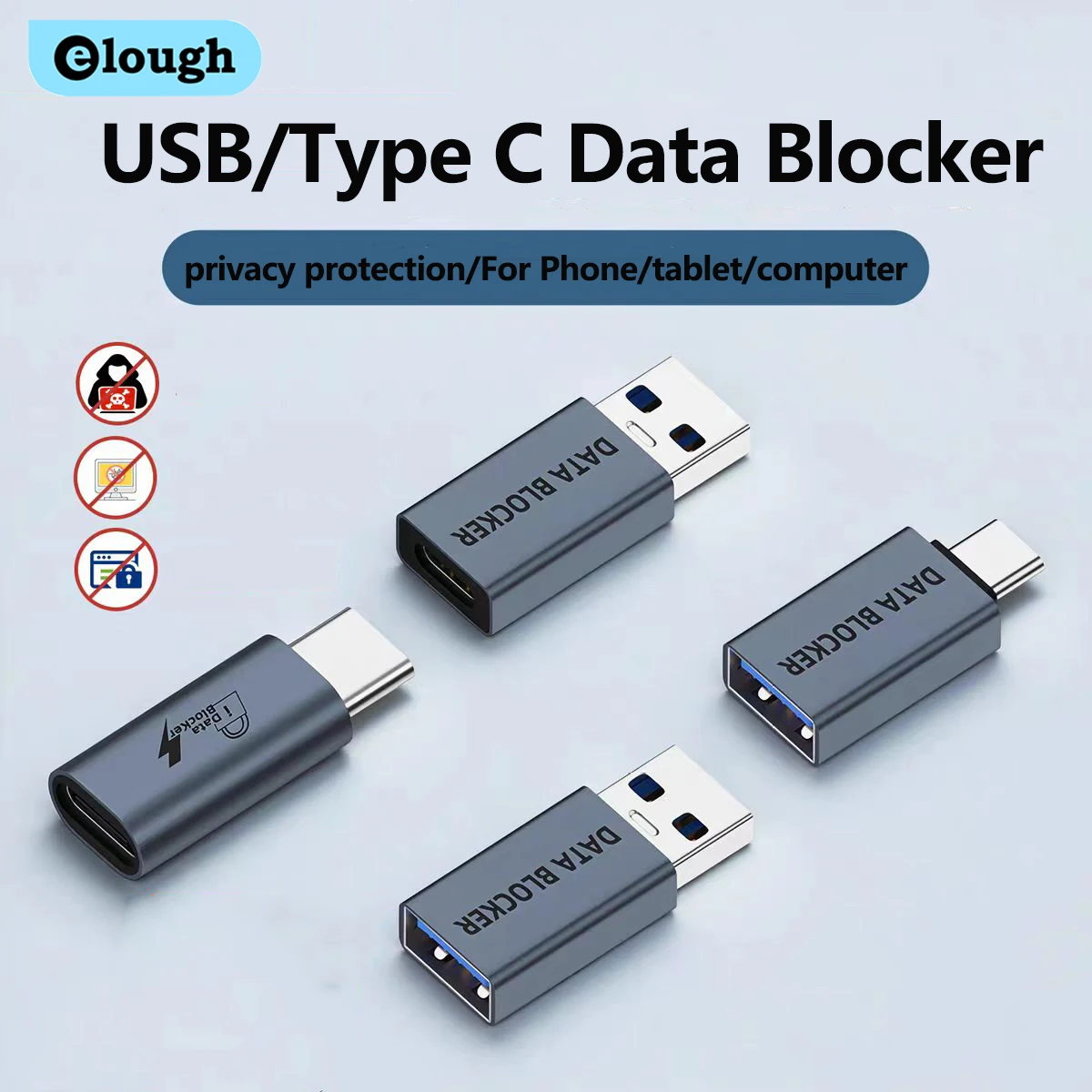 Bloqueador de datos USB, antitatería, solo carga, prácticos bloqueadores de sincronización de datos, defensores USB para carga de viaje, fugas de privacidad