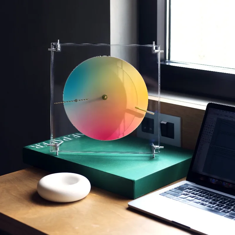 Modern Futuristic Rainbow Color Changing Acrylic Silent Wall Clock Original Design Home Wall Decor