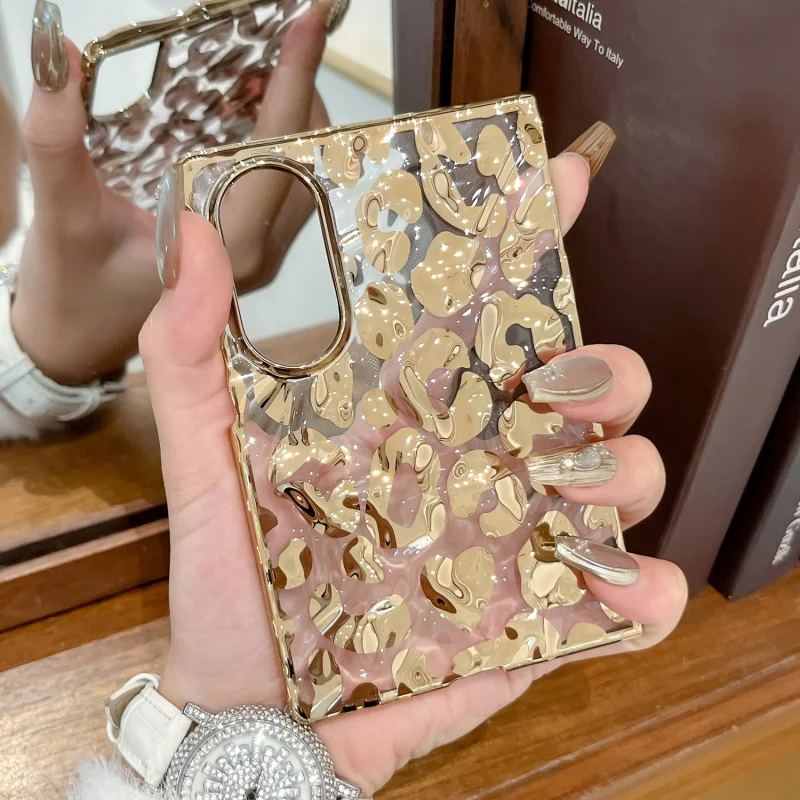Etui z falistym wzorem w panterkę do Samsunga Galaxy Z Fold 8, szerokie etui ochronne z bransoletką, tylna obudowa na telefon komórkowy. — zdjęcie produktu 6