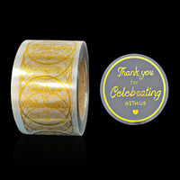 500Pcs Round Transparent Gold Foil Thank You Sticker for Celebrating with Us Gift Box Package Decoration Envelope Seals